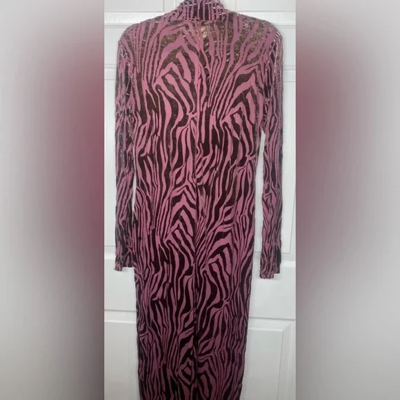 Fashion Nova Running Wild Mesh Maxi Dress - Pink/combo 3X NWT - Picture 5 of 6
